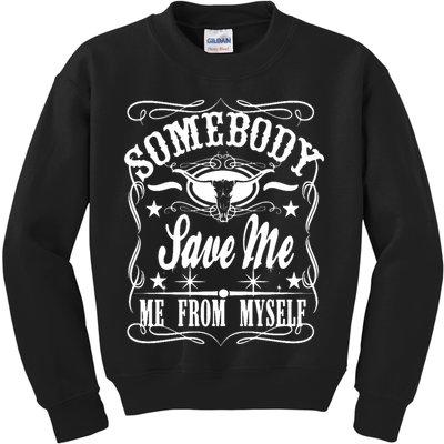Somebody Save Me From Myself Country Music Front & Back Kids Sweatshirt