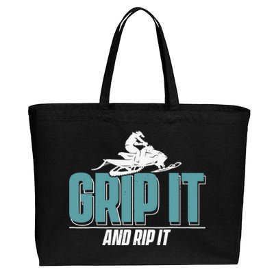 Snowmobiling Snow Machine Snowmobile - Grip It and Rip It Cotton Canvas Jumbo Tote