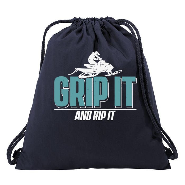 Snowmobiling Snow Machine Snowmobile - Grip It and Rip It Drawstring Bag