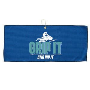 Snowmobiling Snow Machine Snowmobile - Grip It and Rip It Large Microfiber Waffle Golf Towel