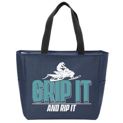 Snowmobiling Snow Machine Snowmobile - Grip It and Rip It Zip Tote Bag