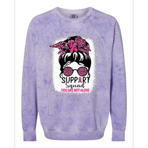 Support Squad Messy Bun Pink Warrior Breast Cancer Awareness Colorblast Crewneck Sweatshirt