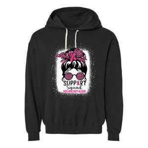 Support Squad Messy Bun Pink Warrior Breast Cancer Awareness Garment-Dyed Fleece Hoodie