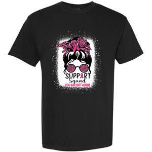 Support Squad Messy Bun Pink Warrior Breast Cancer Awareness Garment-Dyed Heavyweight T-Shirt