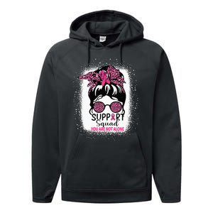 Support Squad Messy Bun Pink Warrior Breast Cancer Awareness Performance Fleece Hoodie