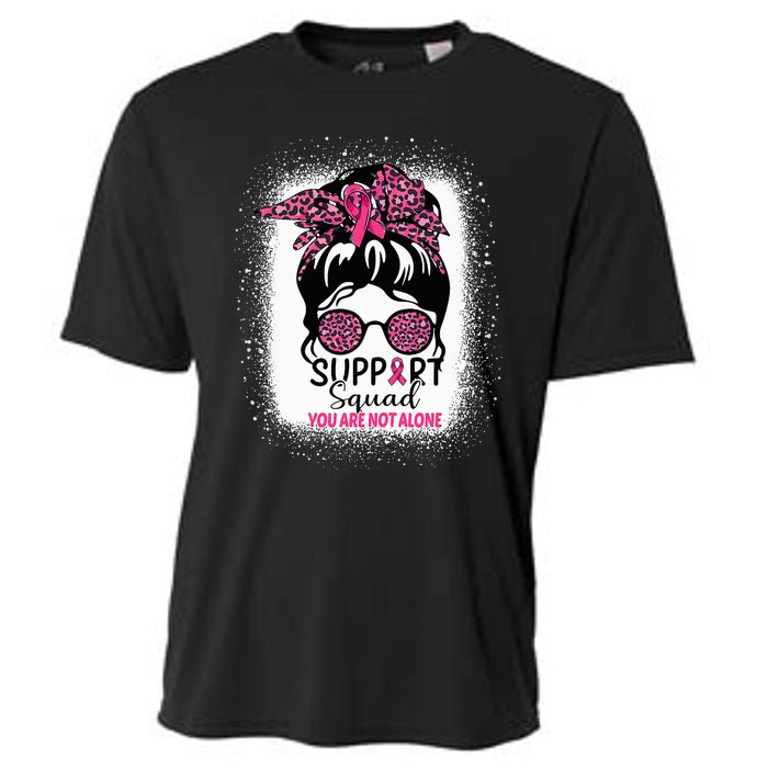 Support Squad Messy Bun Pink Warrior Breast Cancer Awareness Cooling Performance Crew T-Shirt