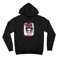 Support Squad Messy Bun Pink Warrior Breast Cancer Awareness Hoodie