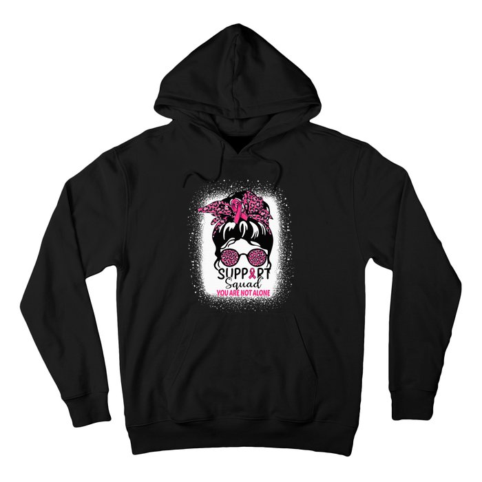 Support Squad Messy Bun Pink Warrior Breast Cancer Awareness Hoodie