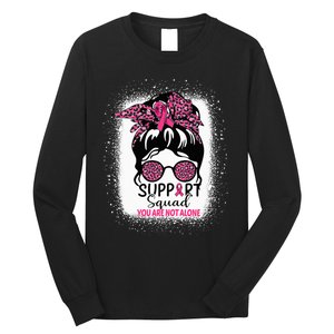 Support Squad Messy Bun Pink Warrior Breast Cancer Awareness Long Sleeve Shirt