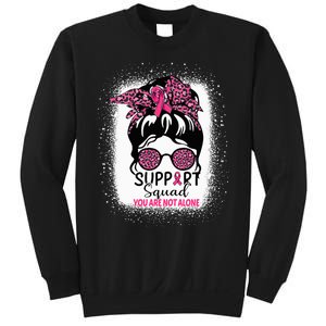 Support Squad Messy Bun Pink Warrior Breast Cancer Awareness Sweatshirt