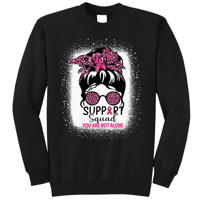 Support Squad Messy Bun Pink Warrior Breast Cancer Awareness Sweatshirt