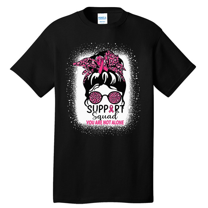 Support Squad Messy Bun Pink Warrior Breast Cancer Awareness Tall T-Shirt