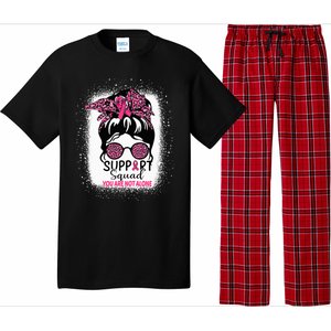 Support Squad Messy Bun Pink Warrior Breast Cancer Awareness Pajama Set