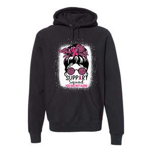 Support Squad Messy Bun Pink Warrior Breast Cancer Awareness Premium Hoodie