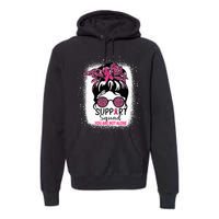 Support Squad Messy Bun Pink Warrior Breast Cancer Awareness Premium Hoodie