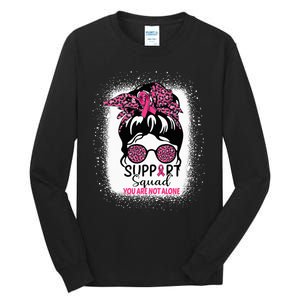 Support Squad Messy Bun Pink Warrior Breast Cancer Awareness Tall Long Sleeve T-Shirt