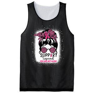 Support Squad Messy Bun Pink Warrior Breast Cancer Awareness Mesh Reversible Basketball Jersey Tank