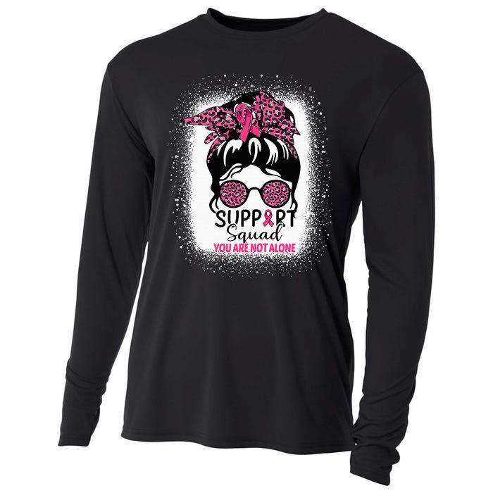 Support Squad Messy Bun Pink Warrior Breast Cancer Awareness Cooling Performance Long Sleeve Crew