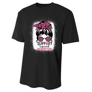 Support Squad Messy Bun Pink Warrior Breast Cancer Awareness Performance Sprint T-Shirt