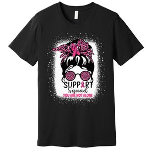 Support Squad Messy Bun Pink Warrior Breast Cancer Awareness Premium T-Shirt