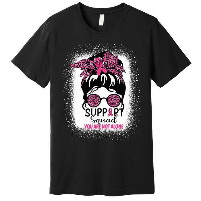 Support Squad Messy Bun Pink Warrior Breast Cancer Awareness Premium T-Shirt