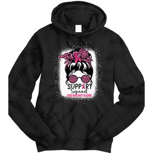 Support Squad Messy Bun Pink Warrior Breast Cancer Awareness Tie Dye Hoodie