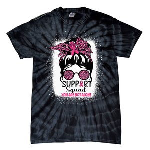 Support Squad Messy Bun Pink Warrior Breast Cancer Awareness Tie-Dye T-Shirt