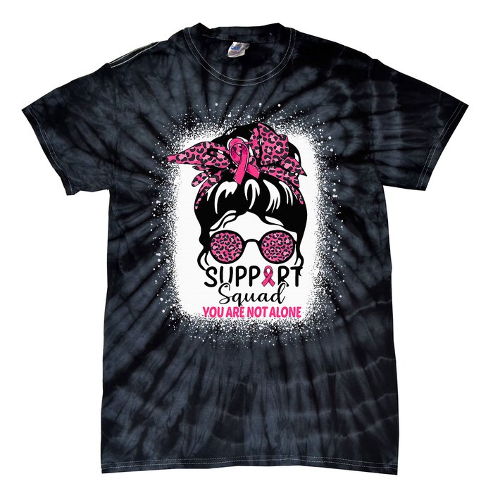 Support Squad Messy Bun Pink Warrior Breast Cancer Awareness Tie-Dye T-Shirt