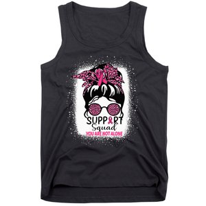 Support Squad Messy Bun Pink Warrior Breast Cancer Awareness Tank Top