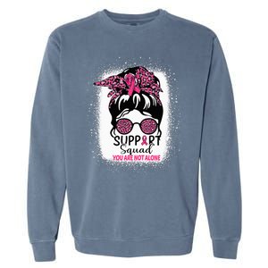 Support Squad Messy Bun Pink Warrior Breast Cancer Awareness Garment-Dyed Sweatshirt