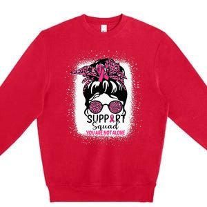 Support Squad Messy Bun Pink Warrior Breast Cancer Awareness Premium Crewneck Sweatshirt