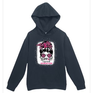 Support Squad Messy Bun Pink Warrior Breast Cancer Awareness Urban Pullover Hoodie