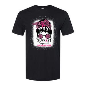 Support Squad Messy Bun Pink Warrior Breast Cancer Awareness Softstyle CVC T-Shirt