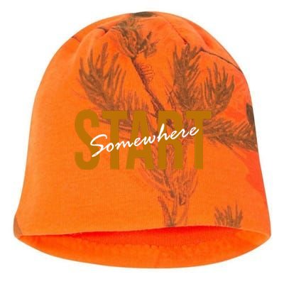 Start Somewhere Motivation Quote Kati - Camo Knit Beanie