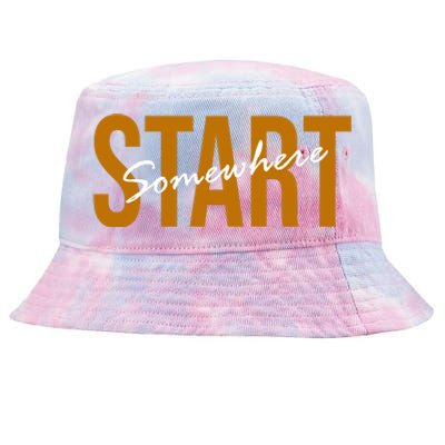 Start Somewhere Motivation Quote Tie-Dyed Bucket Hat