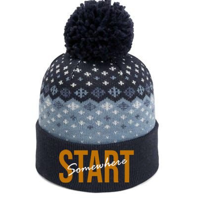 Start Somewhere Motivation Quote The Baniff Cuffed Pom Beanie