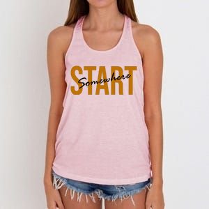 Start Somewhere Motivation Quote Women's Knotted Racerback Tank