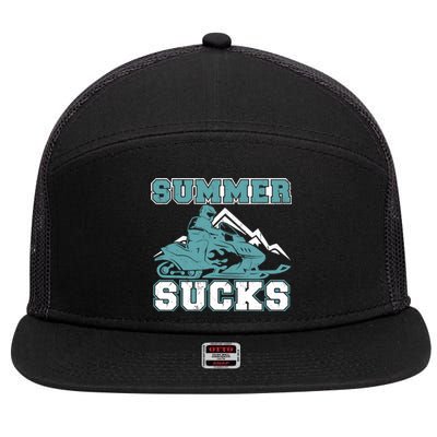 Snowmobiling Snow Machine Snowmobile - Summer Sucks 7 Panel Mesh Trucker Snapback Hat