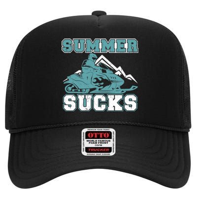 Snowmobiling Snow Machine Snowmobile - Summer Sucks High Crown Mesh Back Trucker Hat