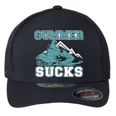 Snowmobiling Snow Machine Snowmobile - Summer Sucks Flexfit Unipanel Trucker Cap