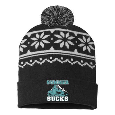 Snowmobiling Snow Machine Snowmobile - Summer Sucks USA-Made Snowflake Beanie