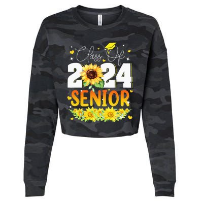 Sunflower Senior Mom 24 Graduation Senior Class Of 2024 Cropped Pullover Crew