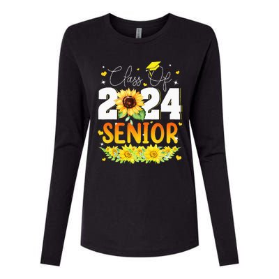 Sunflower Senior Mom 24 Graduation Senior Class Of 2024 Womens Cotton Relaxed Long Sleeve T-Shirt