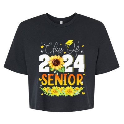 Sunflower Senior Mom 24 Graduation Senior Class Of 2024 Bella+Canvas Jersey Crop Tee