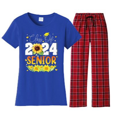 Sunflower Senior Mom 24 Graduation Senior Class Of 2024 Women's Flannel Pajama Set