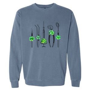 Sickle Scaler Mouth Mirror Tweezer Dentist St Patrick's Day Gift Garment-Dyed Sweatshirt