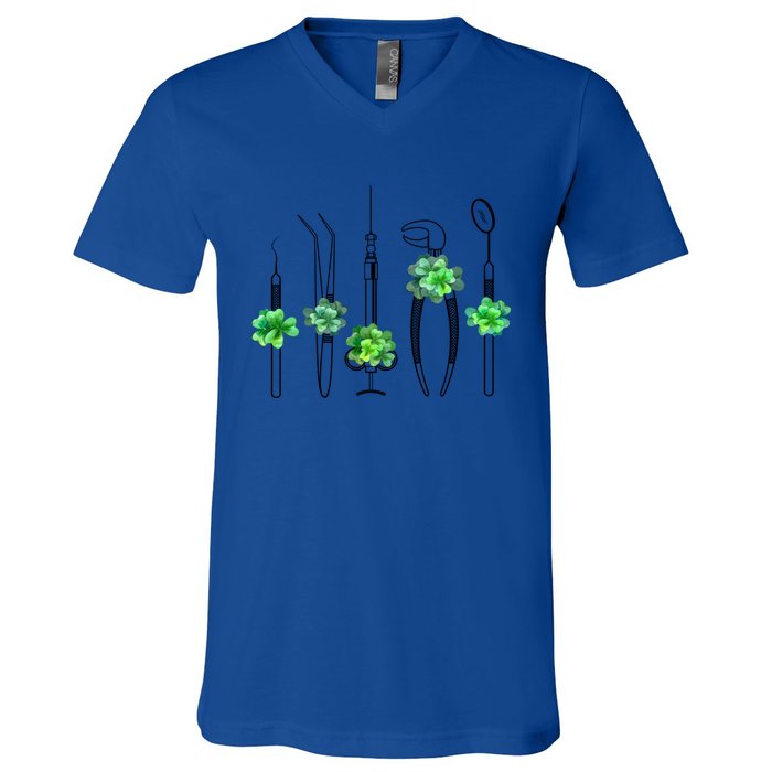 Sickle Scaler Mouth Mirror Tweezer Dentist St Patrick's Day Gift V-Neck T-Shirt