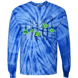 Sickle Scaler Mouth Mirror Tweezer Dentist St Patrick's Day Gift Tie-Dye Long Sleeve Shirt