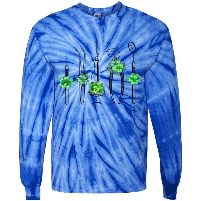 Sickle Scaler Mouth Mirror Tweezer Dentist St Patrick's Day Gift Tie-Dye Long Sleeve Shirt