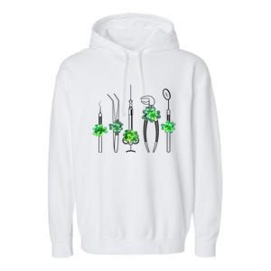 Sickle Scaler Mouth Mirror Tweezer Dentist St Patrick's Day Gift Garment-Dyed Fleece Hoodie